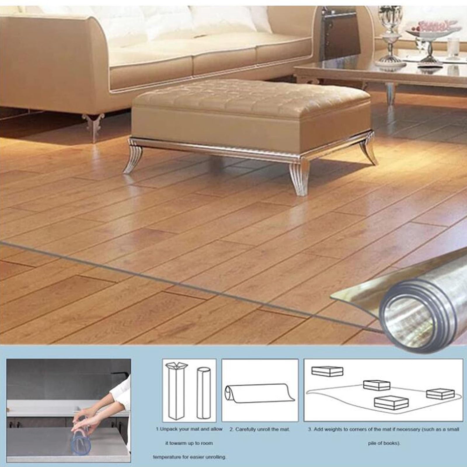 Clear PVC Desk Chair Mat 1.5mm chair mat for carpet floors,PVC Floor Protection Pad Door Mat Plastic Carpet Wooden Floor Protector Household Waterproof Non-slip Mat,85/105/125/145/165cm wide,100-600cm