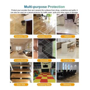 Clear PVC Desk Chair Mat PVC Clear Vinyl Floor Runner Protect Pads/Non Slip Transparent Doormat Protector Chair Mat,1.5mm,Transparent Floor Mat,110/120/130/140/150/160cm Wide,Office Home Chair Mat, fo