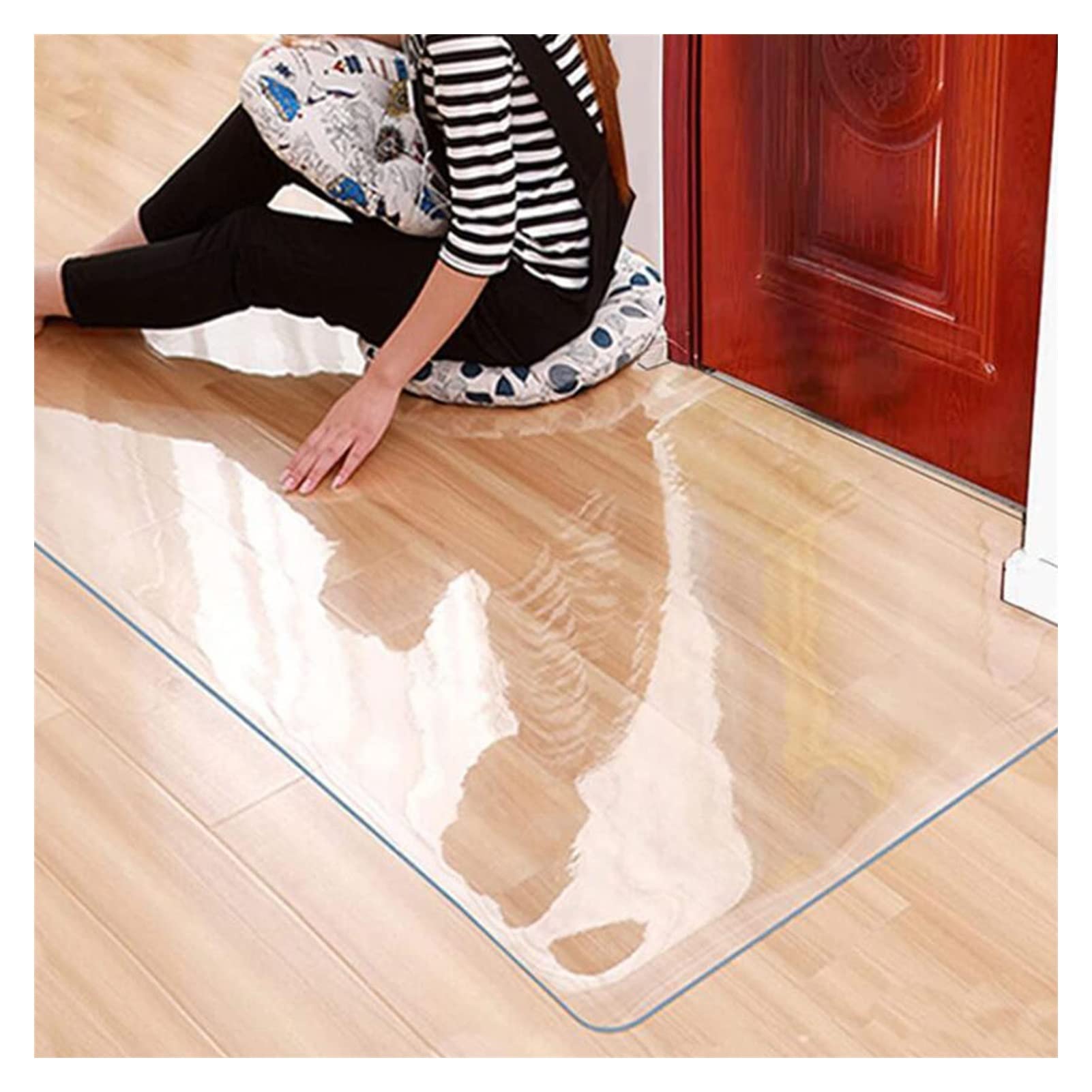 Clear PVC Desk Chair Mat PVC Clear Vinyl Floor Runner Protect Pads/Non Slip Transparent Doormat Protector Chair Mat,1.5mm,Transparent Floor Mat,110/120/130/140/150/160cm Wide,Office Home Chair Mat, fo