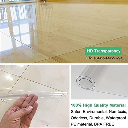 Clear PVC Desk Chair Mat 1.5/2mm Office Chair Mat Non Slip PVC Transparent Rectangle Floor Protector Mat,Clear Plastic Rug Protector Mat for Hallway Entrance Hardwood Floor,60/80/90/100/120/140/160/18