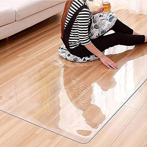 Clear PVC Desk Chair Mat 1.5/2mm Office Chair Mat Non Slip PVC Transparent Rectangle Floor Protector Mat,Clear Plastic Rug Protector Mat for Hallway Entrance Hardwood Floor,60/80/90/100/120/140/160/18