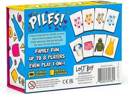 Lost Boy Entertainment Piles – Card Games – Family Games – for Kids 8 and Up – Games for Adults – Family Game Night – Travel Games – Party Games – Memory Games – 10 Mins