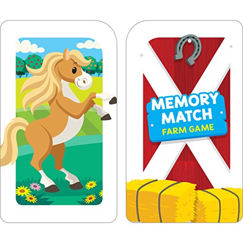 School Zone - Memory Match Farm Card Game - Ages 3+, Preschool to Kindergarten, Animals, Early Reading, Counting, Matching, Vocabulary, and More (School Zone Game Card Series)