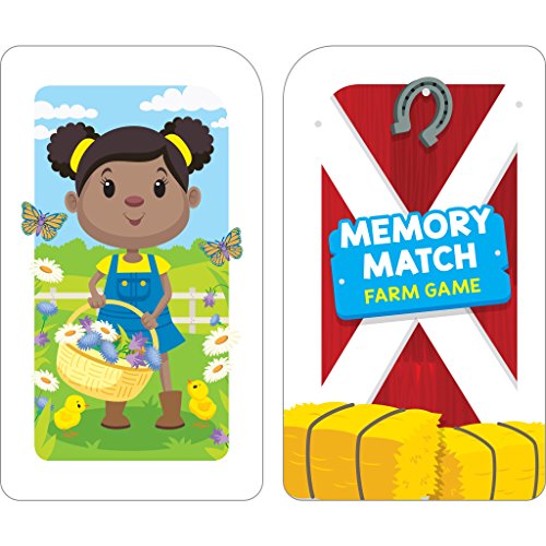 School Zone - Memory Match Farm Card Game - Ages 3+, Preschool to Kindergarten, Animals, Early Reading, Counting, Matching, Vocabulary, and More (School Zone Game Card Series)