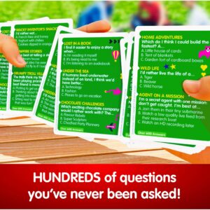 SUSSED The Game of Wacky Choices - Travel Games & Social Card Game for Kids & Adults - Conversation Cards for Camping & Road Trips - Wild Green Deck