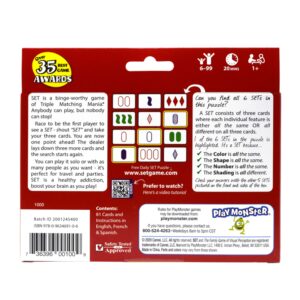 SET Enterprises SET - The Family Card Game of Visual Perception - Race to Find The Matches, For Ages 8+,81 Cards, Rules included