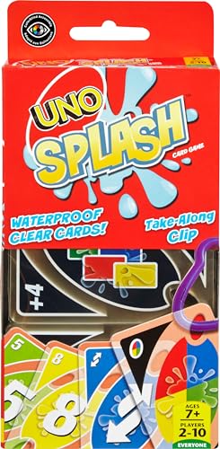 Mattel Games ​UNO Splash Card Game for Outdoor Camping, Travel and Family Night with Water-Resistent Plastic Cards