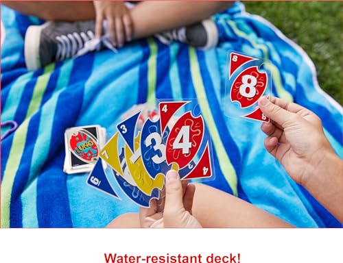 Mattel Games ​UNO Splash Card Game for Outdoor Camping, Travel and Family Night with Water-Resistent Plastic Cards