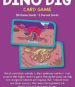 School Zone - Dino Dig Card Game - Ages 4+, Preschool to Kindergarten, Dinosaurs, Dinosaur Names, Counting, Matching, Vocabulary, and More (School Zone Game Card Series)