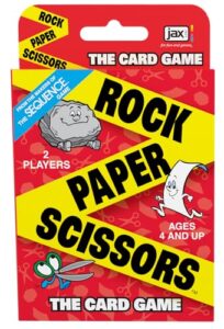 jax rock paper scissors card game bilingual - it's the fast, fun card version of the classic game of rock paper scissors, ages 4 and up, 2 players