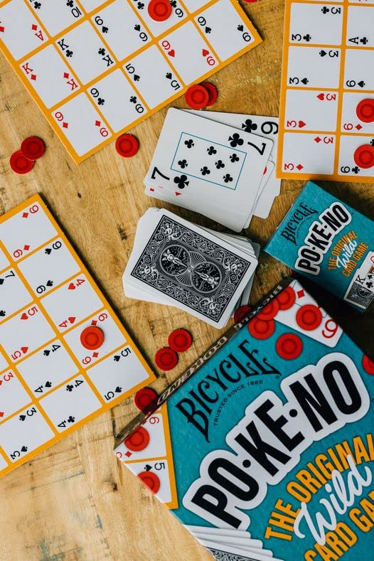 Bicycle Pokeno Playing Card Game Pack (Includes 1 Deck, Scorecards, and Chips)