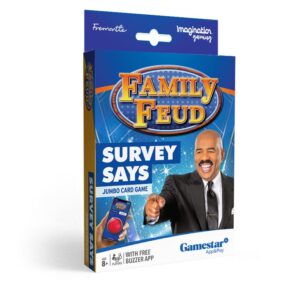 Family FEUD Survey Says Jumbo Card Edition Game, 49 Jumbo Question Cards, Host Cover Card, Complementary App with Sound Effects from The Show