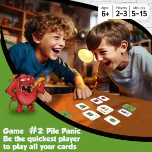 Speedy Monsters Kids Card Games, 2 Fun, Fast-paced Card Games for Kids 8-12. Easy to Learn. No Reading Required- Kid Card Games ages 4-8. Kids Games and Family Game Night Friendly |2-6 Players