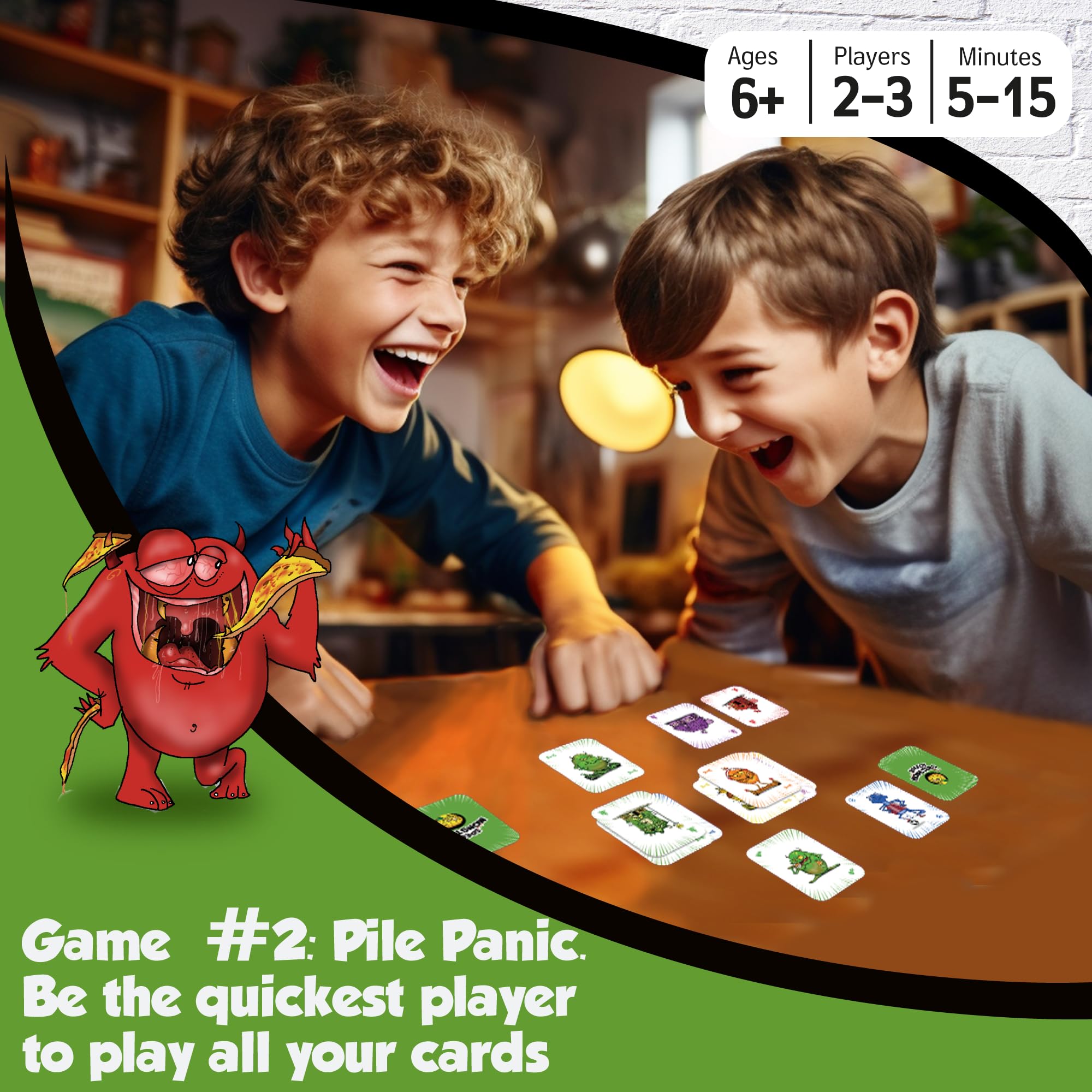 Speedy Monsters Kids Card Games, 2 Fun, Fast-paced Card Games for Kids 8-12. Easy to Learn. No Reading Required- Kid Card Games ages 4-8. Kids Games and Family Game Night Friendly |2-6 Players