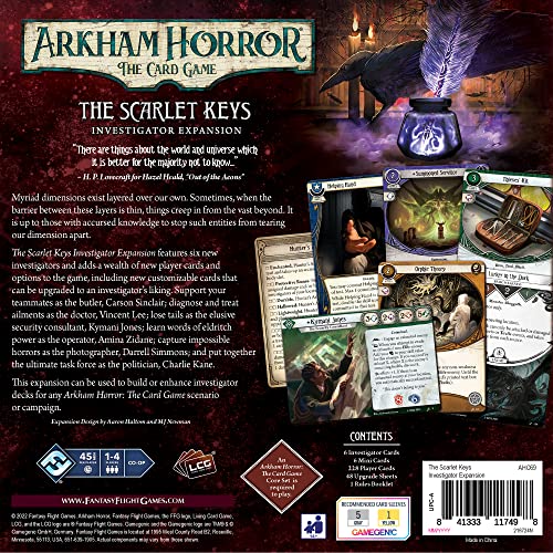 Fantasy Flight Games Arkham Horror The Card Game The Scarlet Keys Investigator Expansion | Horror Mystery Game | Cooperative Card Game | Ages 14+ | 1-4 Players | Avg. Playtime 1-2 Hours | Made