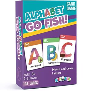 benben alphabet go fish card game for kids,104 cards, oversized abc learning playing cards, memory matching games, 2-8 players, ages 3 and up, easter basket stuffers, stocking stuffers