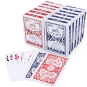 lotfancy playing cards, 12 pack, decks of cards bulk, poker size, standard index, for blackjack, euchre, canasta card game, 6 blue and 6 red, casino grade poker cards