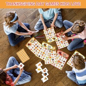 VESPRO 46PCS Thanksgiving Bingo Game Cards for 30 Players Thanksgiving Day Party Games Fall Bingo for Kids Party Classroom Activities