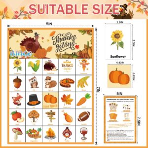 VESPRO 46PCS Thanksgiving Bingo Game Cards for 30 Players Thanksgiving Day Party Games Fall Bingo for Kids Party Classroom Activities