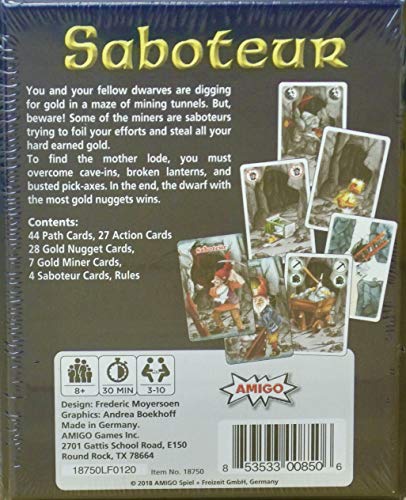 AMIGO Games Saboteur Strategy Card Game – The Adventurous Gold Mining Game Following Your Dwarves Through The Tunnels – Simple to Learn & Perfect for Family Game Night – Kids & Adults Ages 8+