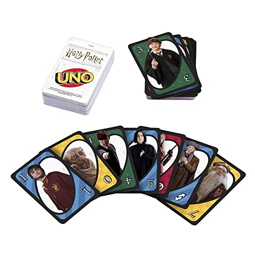 Mattel Games UNO Harry Potter Card Game for Kids, Adults and Game Night based on the Popular Series for 2-10 Players