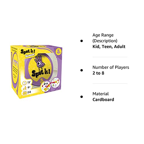 Spot It! Classic - Award-Winning Card Game with Endless Playability, Fast-Paced Observation Game for the Whole Family! Ages 6+, 2-8 Players, 15 Minute Playtime, Made by Zygomatic