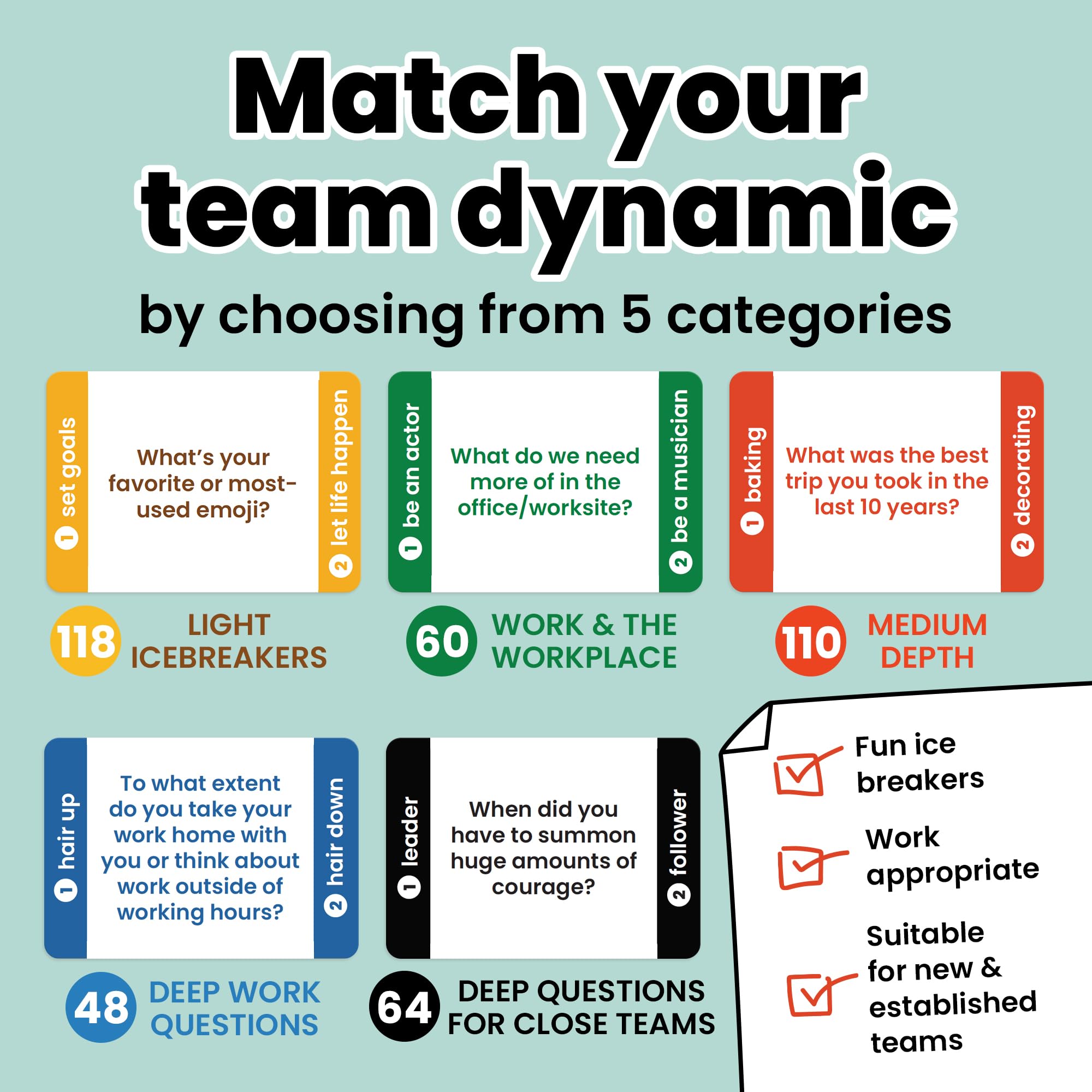 Prompta 400 Conversation Cards for Coworkers - Fun Icebreaker Teambuilding Game for Work