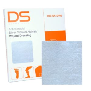 DERMA SOLU 4” x 4” Silver Calcium Alginate Wound Dressing Alginate w/Silver Sterile (4" x 4" (5 Dressings))