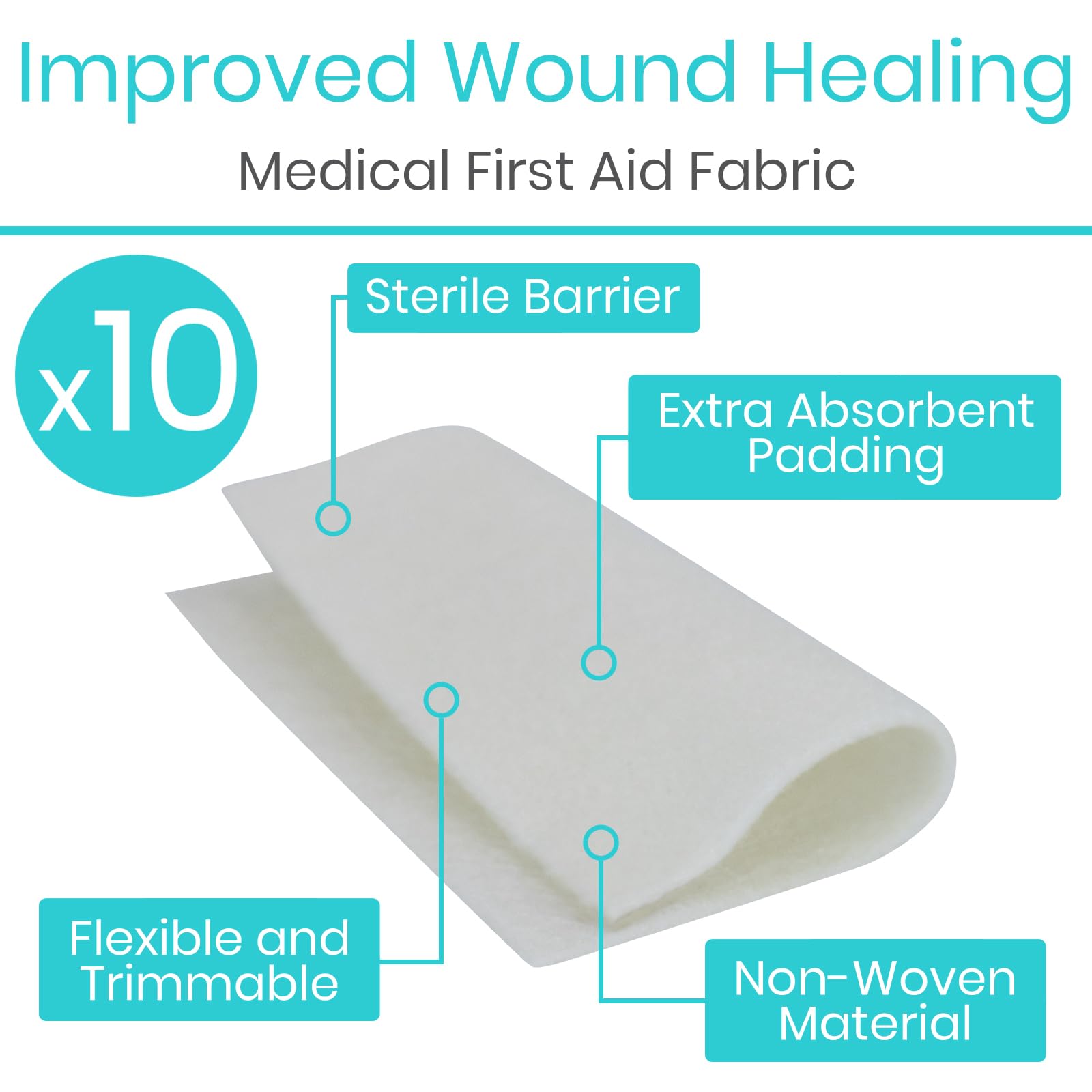 ViveCare Silver Calcium Alginate Wound Dressing - Sterile 4x4 Medical Gauze Pad - Wound Care for Burns, Cysts and Ulcer Treatment - Highly Absorbent Individual Patch - Non-Stick Padding