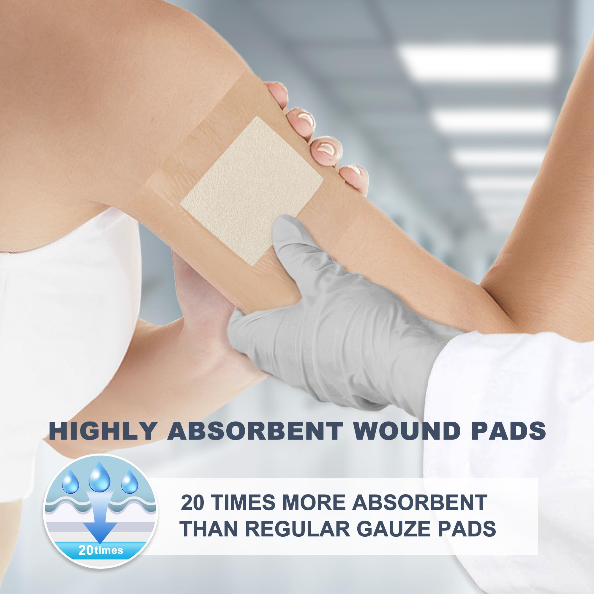 LotFancy Calcium Alginate Wound Dressing Pads, 4” x 8” Patches, 5-Count, Non-Stick Padding, Highly Absorbent, Comfortable, Flexible, Gentle on The Skin, Sterile, Faster Healing