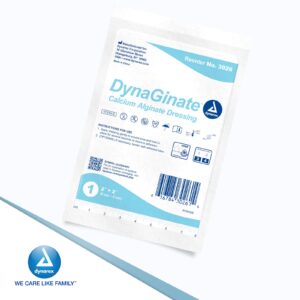 Dynarex DynaGinate Calcium Alginate Wound Dressing - Sterile, Non-Stick Topical Wound Pads - Absorbent Gel Patches for Moderate to High Exuding Cuts - for Medical & Home Use - 2"x 2", Box of 10