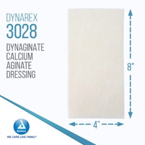 Dynarex DynaGinate Calcium Alginate Wound Dressing - Sterile, Non-Stick Topical Wound Pads - Absorbent Gel Patches For Moderate To High Exuding Cuts - For Medical & Home Use - 4"x 8", 12 Boxes of 5