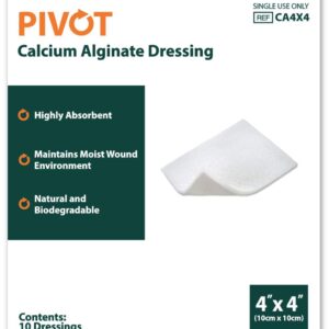 Pivot Calcium Alginate Wound Dressing – All-Natural First Aid | 4x4 Dressings, Box of 10