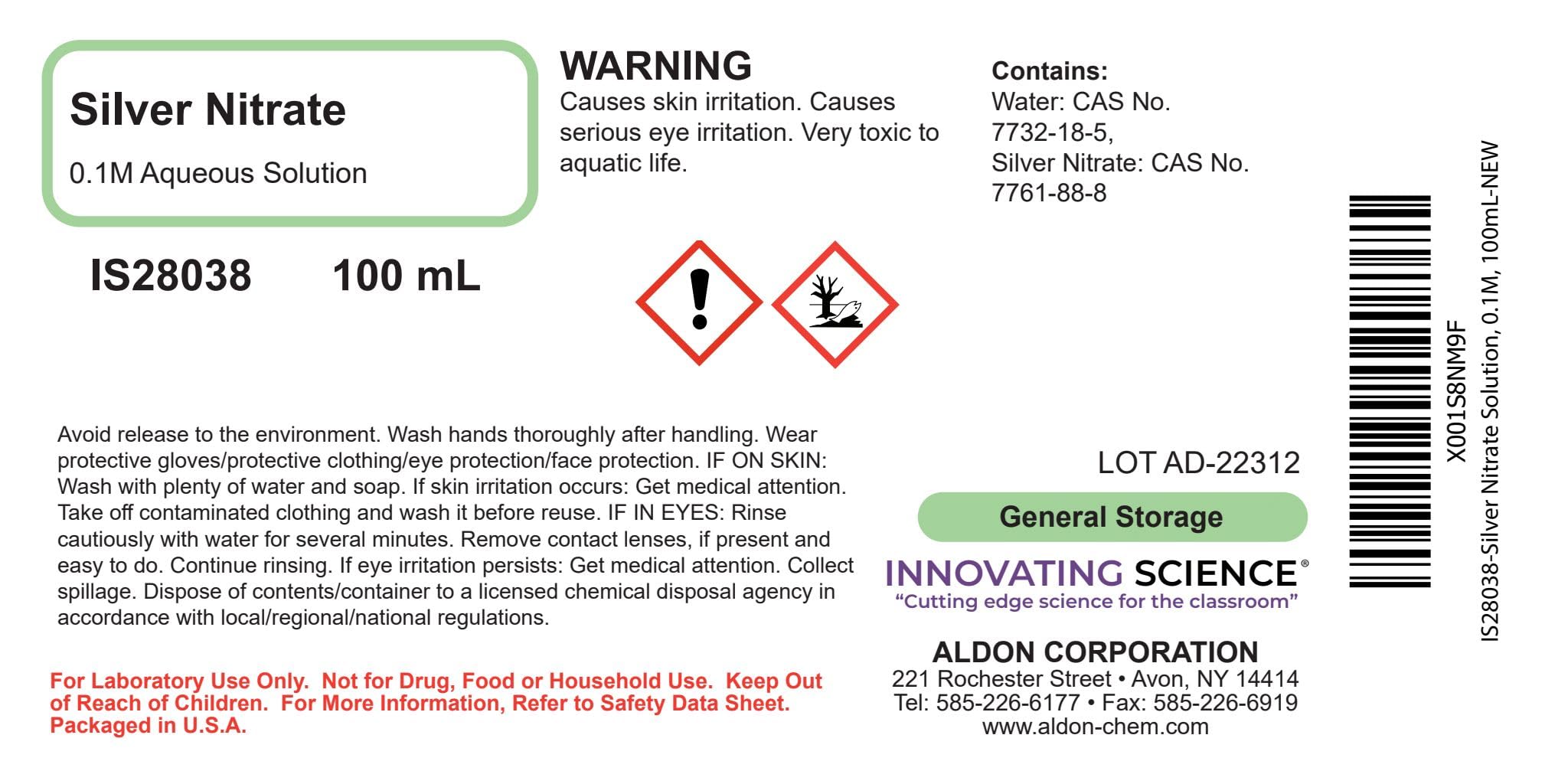 Innovating Science Silver Nitrate Solution, 0.1M, 100mL - The Curated Chemical Collection