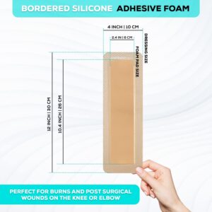 MedVanceTM Silicone - Bordered Silicone Adhesive Foam Dressing Size 4"x 12" (2.4"x10.4" Pad) Box of 5 dressings