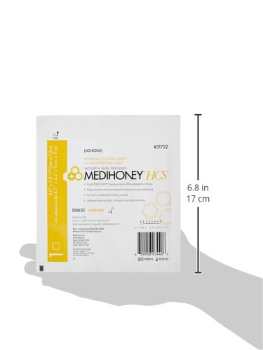 Derma Sciences 31722 Medihoney Dressing Hydrogel Colloidal Sheet, Adhesive, 2.8" Width x 2.8" Length (Pack of 10)