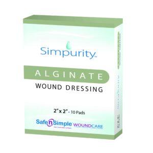 Calcium Alginate Wound Dressing 4" x 8" -Simpurity- Individual Thick Pads Antimicrobial Alginate Dressing Fiber Padding Medical Wound Care Products for Bed Sore-Pressure Sore-Leg Ulcer-Diabetic Foot