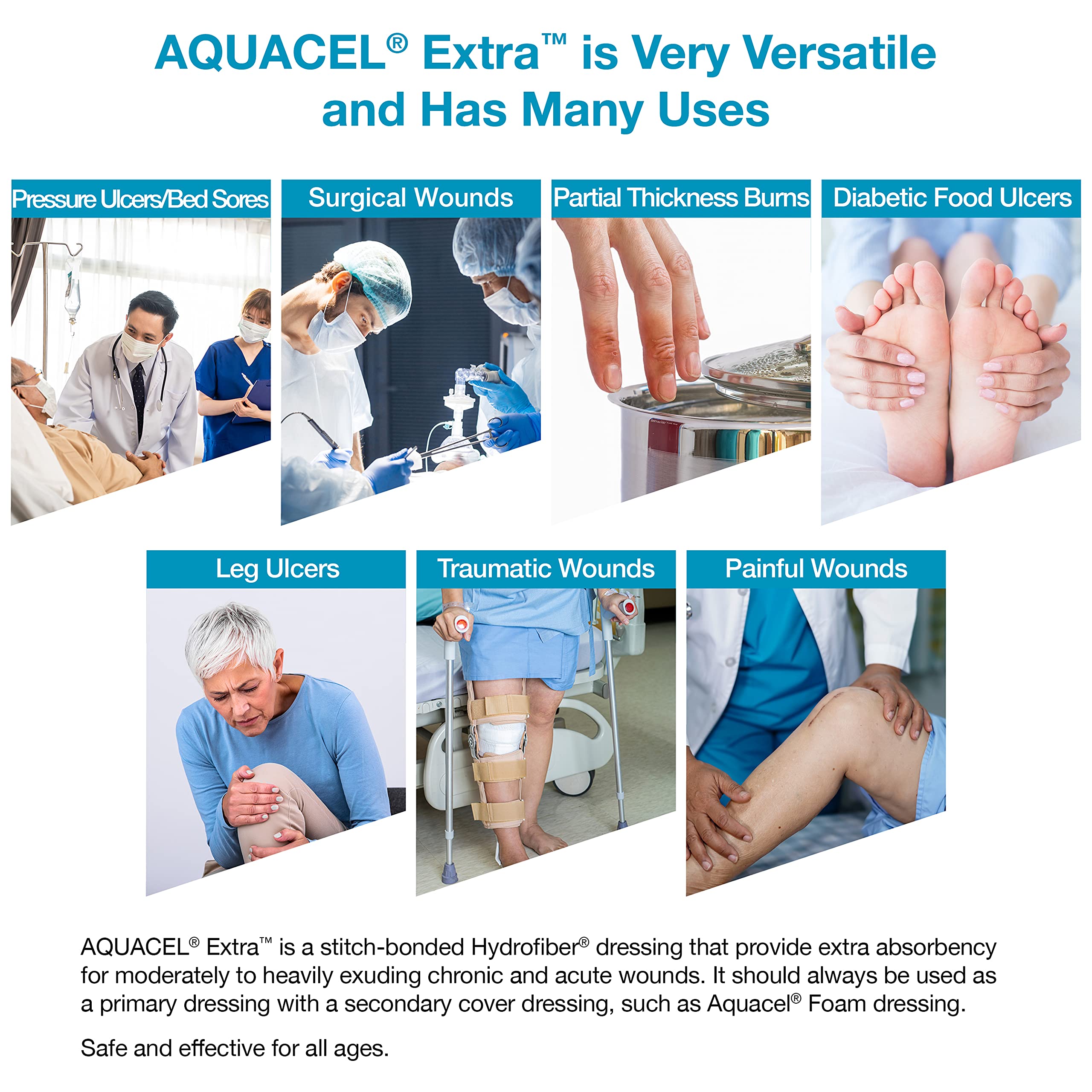 ConvaTec AQUACEL Extra 2"x2" Hydrofiber Two-Dimensional, Soft Absorbent Non-Woven Wound Dressing, 420671, Box of 10