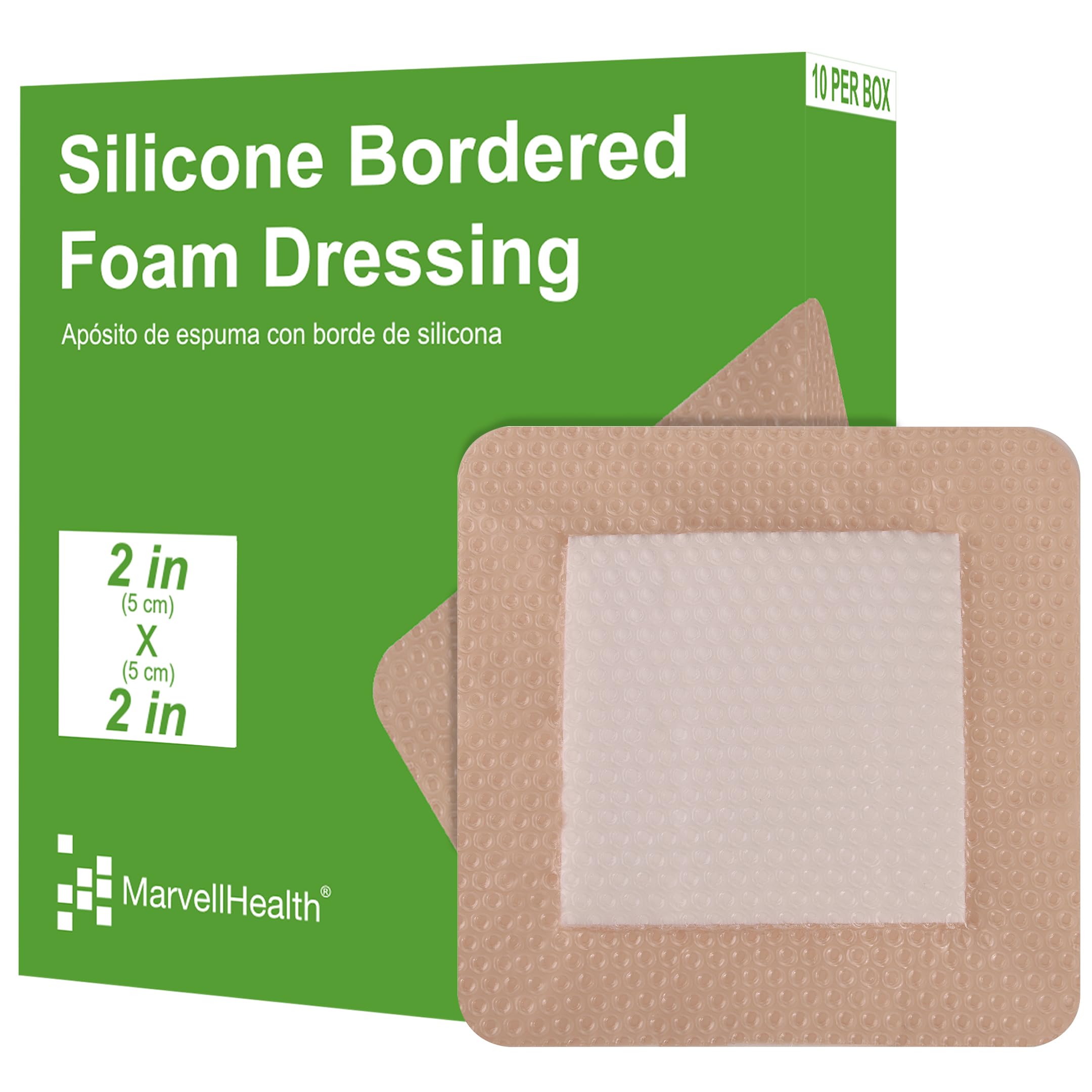 MarvellHealth Calcium Alginate Dressing & Silicone Bordered Foam Dressing, Highly Absorbent, Soft & Conformable