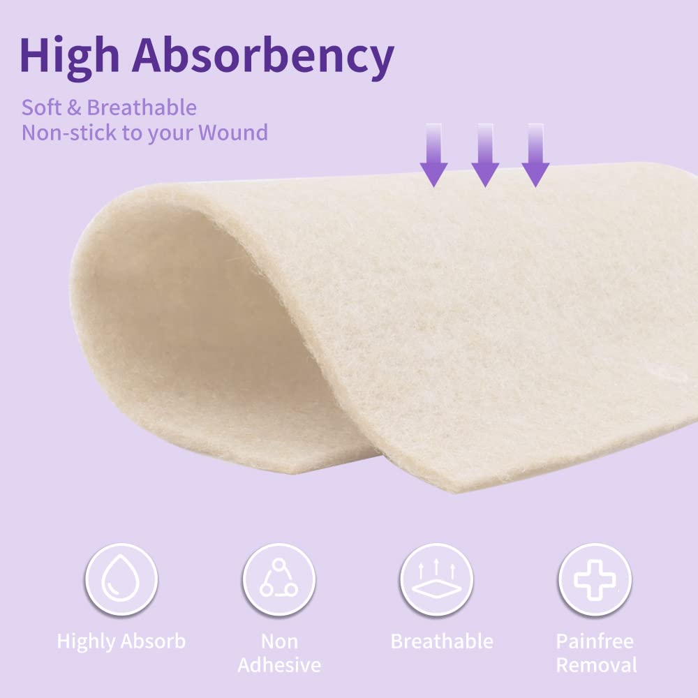 Niceful 5 Pcs Silver Calcium Alginate Wound Dressing 4x4, 5 Pcs Sacral Silicone Border Foam Dressing 9x9, Highly Absorbent Wound Dressing Moist Healing Wound Pads for Diabetic Ulcer Bedsore Ulcer