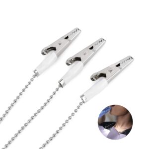 Annhua Dental Bib Ball Chain with Clips on Both Ends (Pack of 3), Napkin Holder Adjustable for Adult|Kid|Patient|Tattoo, Silver - Light & Portable - Length 18.9"