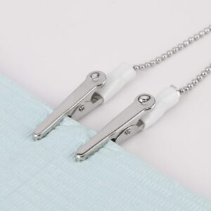 Annhua Dental Bib Ball Chain with Clips on Both Ends (Pack of 3), Napkin Holder Adjustable for Adult|Kid|Patient|Tattoo, Silver - Light & Portable - Length 18.9"