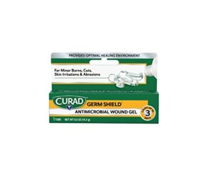 curad germ shield antimicrobial wound gel 0.5 ounces (pack of 3), for topical cuts, wounds, diabetic sores, mrsa, bacteria, fungus, yeast