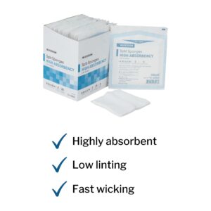 McKesson Split Sponges High Absorbency, 6-Ply Sterile, I.V. and Tracheostomy Dressings, Polyester / Rayon Blend, 4 in x 4 in, 2 Per Pack, 25 Packs, 50 Total