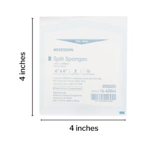 McKesson Split Sponges High Absorbency, 6-Ply Sterile, I.V. and Tracheostomy Dressings, Polyester / Rayon Blend, 4 in x 4 in, 2 Per Pack, 25 Packs, 50 Total