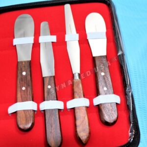 New Premium Grade Stainless Steel Set of 9 Pieces Dental Mixing Spatula Plastic Alignate Mixing-Wooden Handle