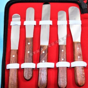 New Premium Grade Stainless Steel Set of 9 Pieces Dental Mixing Spatula Plastic Alignate Mixing-Wooden Handle