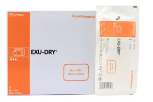 smith and nephew inc exu-dry anti-sheer absorbent wound dressing 6" x 9", non-occlusive, full absorbency, non-adherent (box of 12 each)