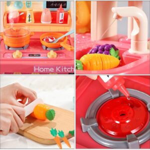 JAWM Kitchen Playset with Real Cooking and Water Boiling Sounds Gifts for Kids Girls Boys