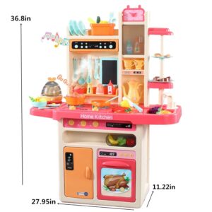 JAWM Kitchen Playset with Real Cooking and Water Boiling Sounds Gifts for Kids Girls Boys